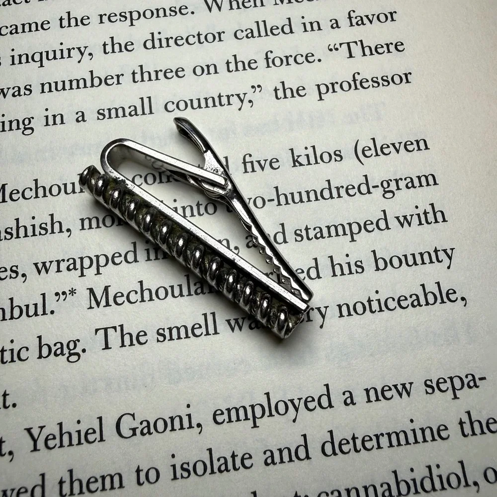 Vintage MANET Spiral Money Clip Tie Bar Silver Tone‎ Mid Century USA